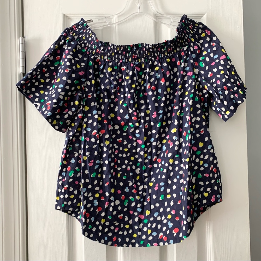 J.Crew Ratti Happy Cat off the shoulder top